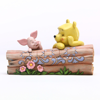 Jim Shore Disney Traditions - Winnie the Pooh -  Pooh and Piglet on a Log, Truncated Conversation Statue