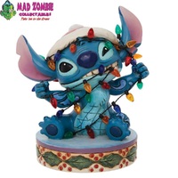 Jim Shore Disney Traditions - Lilo & Stitch - Wrapped in Christmas Lights Statue