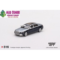 True Scale Miniatures Mini GT 1:64 - Mercedes-Maybach S680 Cirrus Silver / Nautical Blue metallic