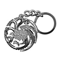 Game of Thrones Targaryen Three-Headed Dragon Gun Metal Finish Key Chain