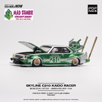 Pop Race 1/64 Scale - NISSAN SKYLINE C210 KAIDO RACER (BOSOZOKU STYLE) SILVER/GREEN 