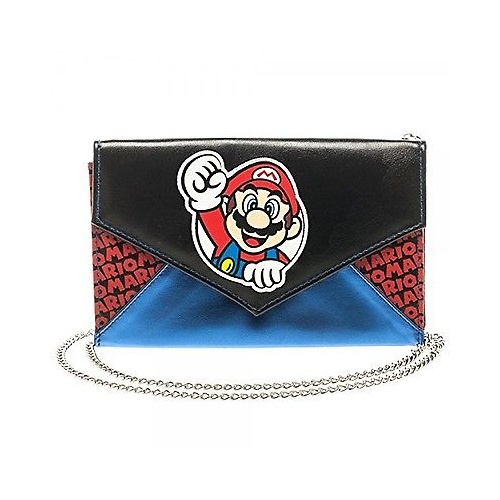 Nintendo Super Mario Bros Women's Girl's Envelope Chain Clutch Wallet Purse