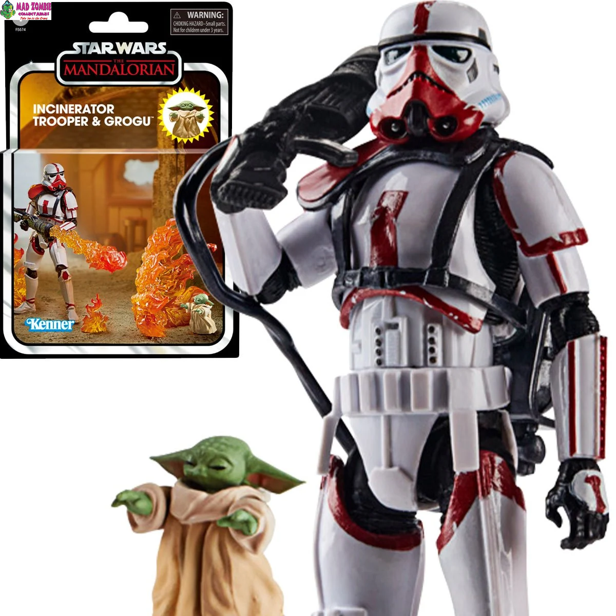 Star Wars The Vintage Collection Deluxe Incinerator Trooper and Grogu 3/4-Inch  Action Figures Ex
