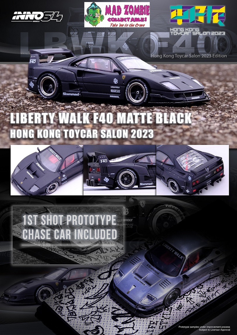 Inno 64 - LBWK F40 Matte Black HONG KONG TOYCAR SALON 2023 SPECIAL EDITION