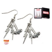 Marvel Avengers Age of Ultron Thor Hammer con Lightning Dangle Hook Earrings