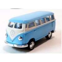 1962 Volkswagen Blue Classical Bus Keychain Diecast Model Car By Kinsmart