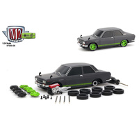 M2 Machines 1970 Datsun 510 Gun Metal Gray with Green Stripes and Black Hood Model Kit Limited Edition to 2,400 pieces Worldwide 1:24 Scale
