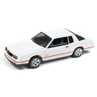 Johnny Lightning 1:64 Scale Classic Gold - 1987 Chevrolet Monte Carlo Aerocoupe Gloss White
