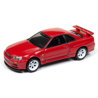 Johnny Lightning 1:64 Scale Classic Gold - 1999 Nissan Skyline GT-R (BNR-34) Active Red