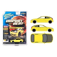 Johnny Lightning 1:64 Scale Street Freaks MiJo Exclusive - Import Heat 1998 Honda Civic Custom Yellow with Carbon Hood