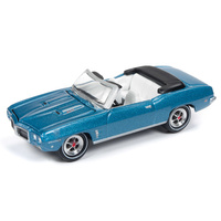 Johnny Lightning 1:64 Scale Classic Gold Collections Release 4 Set B 1969 Pontiac Firebird Convertible Crystal Turquoise Metallic