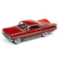 Johnny Lightning 1:64 Scale 1959 Chevy Impala (Coffee and Cars) Red with Red Interior