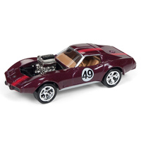 Johnny Lightning 1:64 Scale Street Freaks - 1975 Chevrolet Corvette #49 “The Spoilers” Metallic Dark Cherry