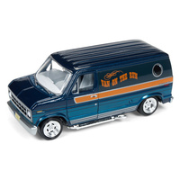 Johnny Lightning 1:64 Scale Street Freaks - 1977 Ford Ecoline Van “Boogie Vans” Dark Teal Metallic