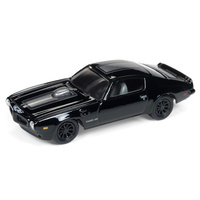 Johnny Lightning 1:64 Scale Street Freaks - 1973 Pontiac Firebird Trans Am “Blacked Out” Gloss Black with Dark Silver Stripe