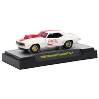 M2 Machines 1:64 Scale Coca-Cola RC01 Hobby Exclusive - 1969 Chevrolet Camaro ZL-1 White with Coke Red Stripes