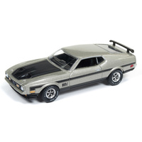 Auto World Premium Vintage Muscle 1:64 1972 Ford Mustang Mach 1 Light Pewter with Black Hood and Side Graphics