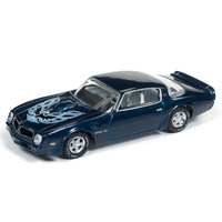 Auto World Premium Vintage Muscle 1:64 1976 Pontiac Firebird Trans Am Polaris Blue with Firebird Graphics on Hood