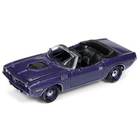 Johnny Lightning 1:64 Scale Muscles Cars USA 1971 Plymouth Cuda Convertible - In-Violet Poly