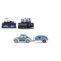 Greenlight Hitch & Tow Club V-Dub 1948 Volkswagen Beetle and Teardrop Trailer 1:64 Scale Die-Cast Metal Vehicle