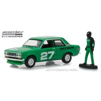 Greenlight 1:64 Scale The Hobby Shop Series 5 1970 Datsun 510 with Race Car Driver (Green)