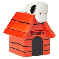 Snoopy on Dog House Cookie Jar 10" Red