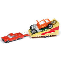 Johnny Lightning Tow & Go Version B 1:64 Scale Diecast 1965 Chevrolet El Camino in Hugger Orange with Parade Float