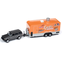 Johnny Lightning Tow & Go Version B 1:64 Scale Diecast 1998 Jeep Cherokee in Dover Gray Metallic with Food Truck