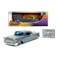Jada 1:24 Scale - 20th Anniversary - Street Low - 1958 Chevrolet Impala (Raw Metal with Blue Line Details)