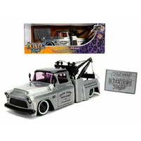Jada 1:24 Scale - 20th Anniversary - Kustom Kings - 1955 Chevrolet Stepside Tow Truck (Raw Metal with Black Top)