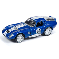 Johnny Lightning 1:64 Scale Classic Gold - 1965 Shelby Cobra Daytona Coupe #50 Metallic True Blue with White Stripes
