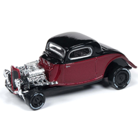 Johnny Lightning 1:64 Scale Classic Gold - 1934 Ford Coupe Metallic Red and Black