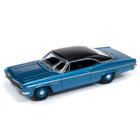 Auto World Muscle Cars Premium 2019 Release 1 - 1:64 Scale 1966 Chevrolet Impala Marina Blue Metallic with Flat Black Top