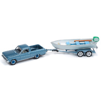 Johnny Lightning 1:64 Scale HULLS & HAULERS - 1965 Ford Ranchero with Vintage Fishing Boat
