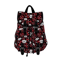 Deadpool Eyes Logo Print Black Strap Back Pack