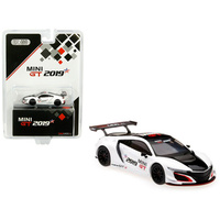 True Scale Miniatures Mini GT - Acura NSX GT3 White with Black Stripe "2019 Mini GT" Toy Fair Exclusive Limited Edition to 1,200 pieces Worldwide