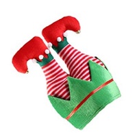 Christmas Upside Down Elf Striped Pants Hat