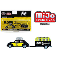 M2 Machines 1:64 MiJo Exclusives - Volkswagen Beetle Deluxe U.S.A. Model with Trailer - Mooneyes Moon Equipped