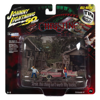 Johnny Lightning 1:64 Scale 1:64 Silver Screen - 1958 Plymouth Fury Christine Tin - Dirty Version Diorama