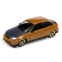 Johnny Lightning 1:64 Scale Street Freaks 2019 Release 3A - Import Heat - 1996 Honda Civic Custom (Gold)