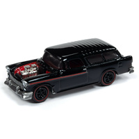 Johnny Lightning 1:64 Scale Street Freaks 2019 Release 2B - Black Out- 1955 Chevy Nomad (Black)
