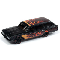 Johnny Lightning 1:64 Scale Street Freaks 2019 Release 2B - Black with Flames- 1960 Ford Country Squire (Black)
