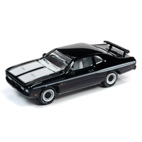 Johnny Lightning 1:64 Scale Street Freaks 2019 Release 3B - Blacked Out - 1971 Dodge Demon 340 (Black with white stripes)