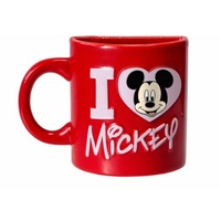 Disney Magnet Half Ceramic Micky Mouse Mug - I Love Mickey Mouse - RED