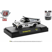 M2 Machines 1:64 Mijo Exclusive Auto Trucks 1974 Datsun 620 Pick Up Truck Mooneyes With Surf Board Limited 4,800 Pcs