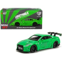 True Scale Miniatures Mini GT - Nissan GT-R (R35) Type 1 LB Works "LibertyWalk" Light Green with Rear Wing "Hobbiestock Exclusive"