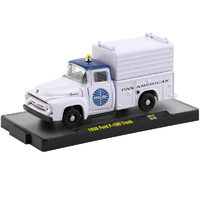 M2 Machines 1:64 Auto-Thentics Release 57 - 1956 Ford F-100 Pickup Truck Bright White with Dark Blue Top "Pan American"