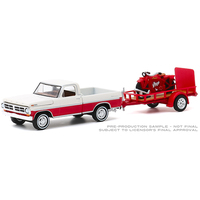 Greenlight 1:64 Scale Hitch & Tow Series 20 - 1972 Ford F-100 (White/Red) with Trailer & 1920 Indian Scout (Red)
