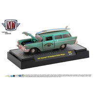 M2 Machines 1:64 Auto-Thentics Release 60 - 1957 Chevrolet 150 Handyman Station Wagon with surfboard - Green