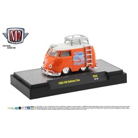 M2 Machines 1:64 Auto-Thentics Release 60 - 1960 Volkswagen Delivery Van with roof rack and ladder - Orange with white roof